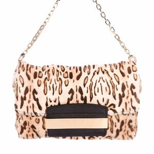 Jimmy Choo Caroline Leopard Pony Hair Clutch Bag